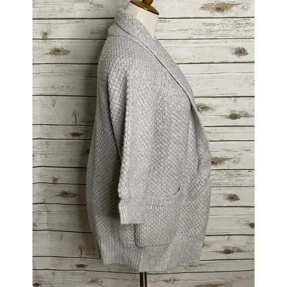 Vince lagenlook wool/cashmere grey chunky textured open cardigan sweater Size XS - Picture 6 of 7